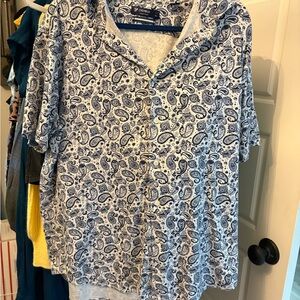 Daniel Cremieux Navy and White Paisley Shirt